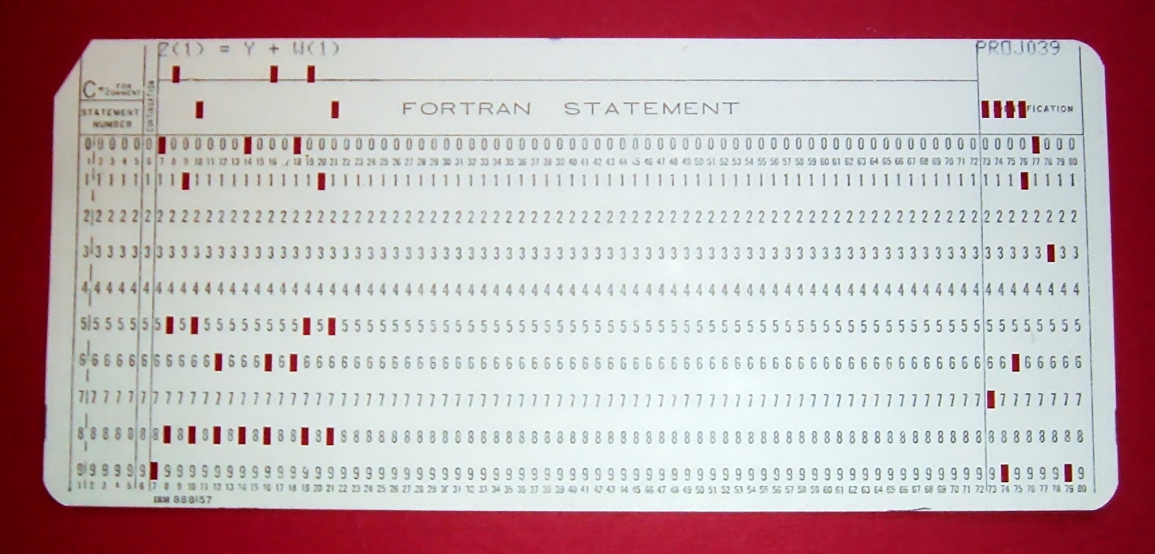 Punched card representing a Fortran statement